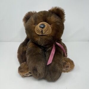 Vintage MJC World of Quality Brown Teddy Bear Alaska Ribbon 1992 17" head to toe